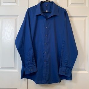Geoffrey Beene 18 34/35 Slim Fit Royal Blue Button Down Long Sleeve Shirt